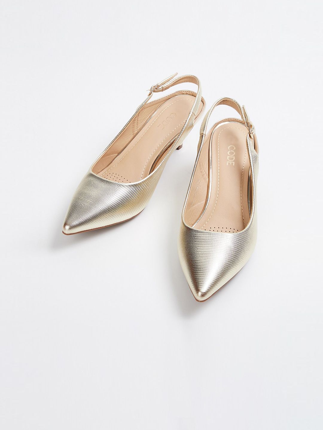 CODE by Lifestyle Women Gold-Toned Solid Pumps Price in India