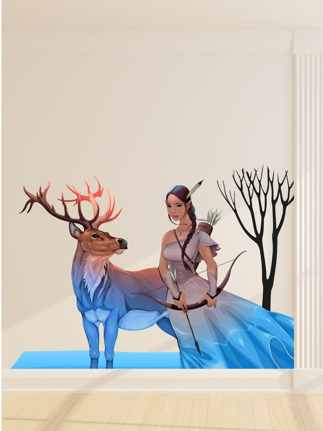 WALLSTICK Blue & Brown Pocahontas Vinyl Wall Sticker Price in India