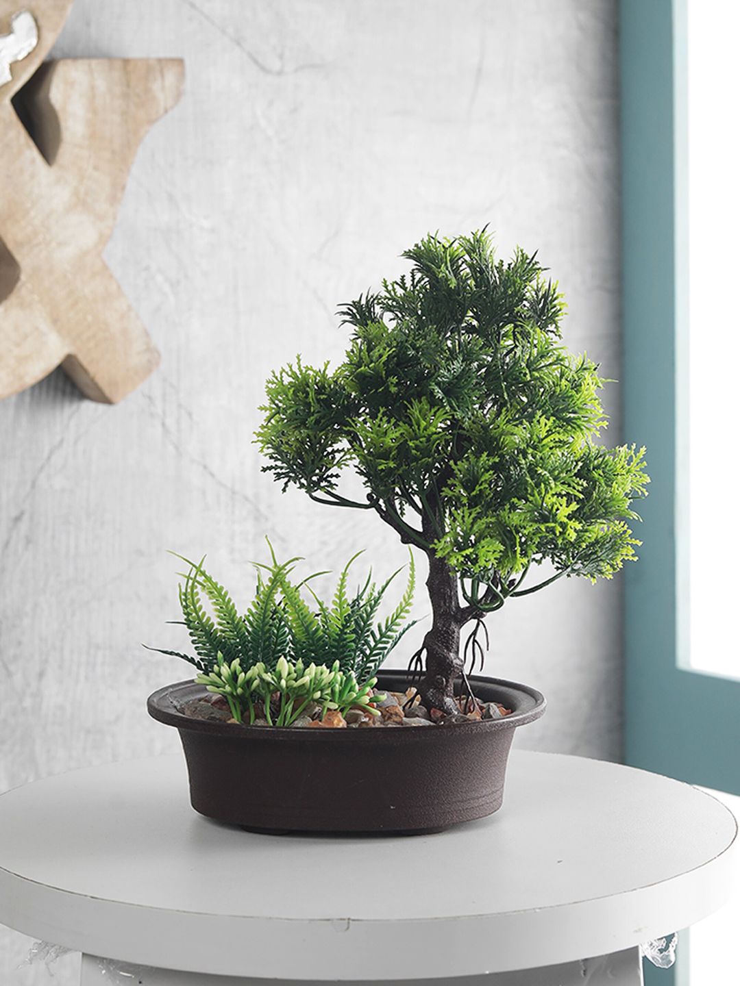 FOLIYAJ Green Artificial Bonsai Tree With Pot Price in India