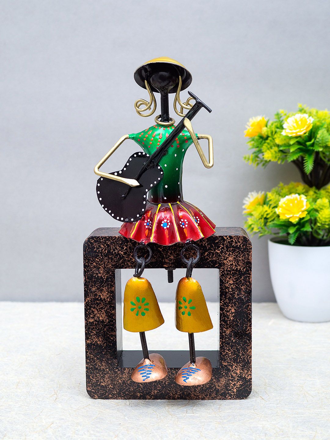 Golden Peacock Green & Red Doll Musical Instrument Handcrafted Showpiece Price in India