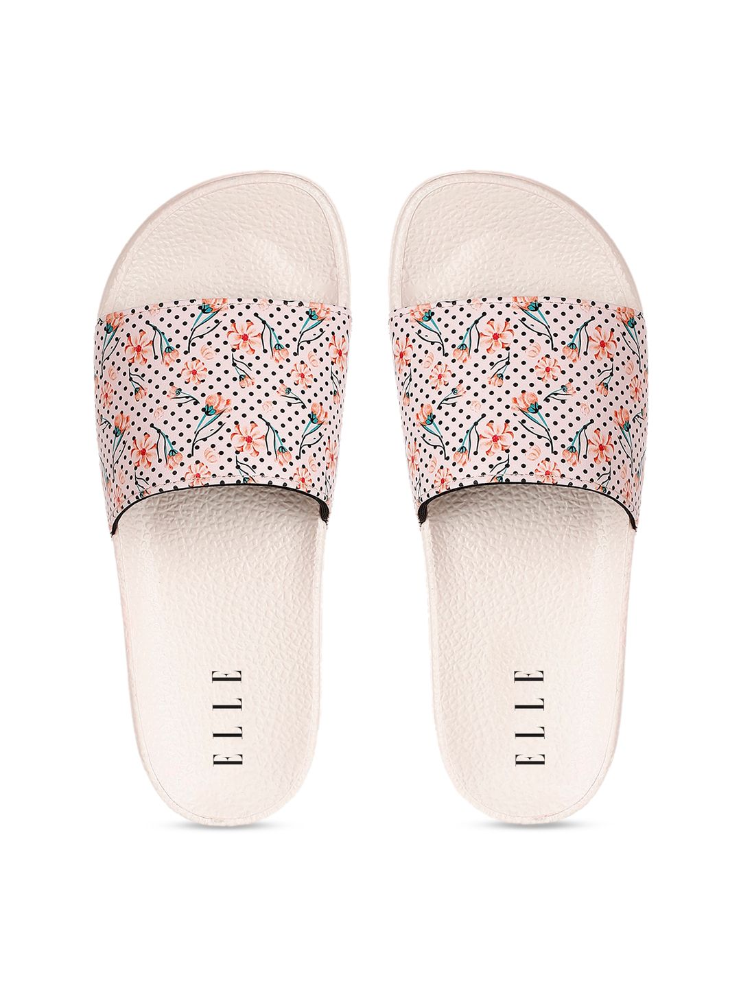 ELLE Women Pink & Sea Green Printed Sliders Price in India