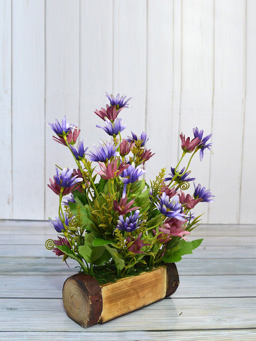 fancy mart Artificial Purple & Pink Icelandic Flower In Wooden Pot Price in India