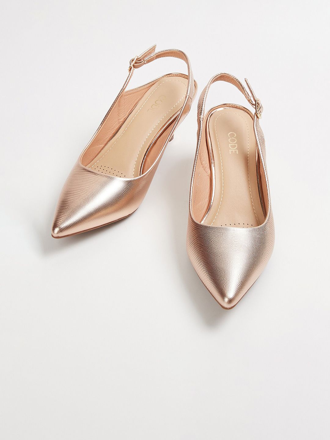 CODE by Lifestyle Women Gold-Toned Solid Pumps Price in India