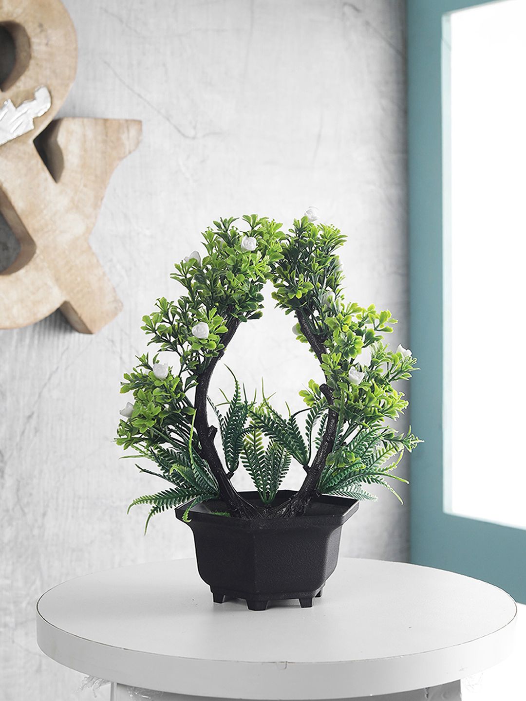 FOLIYAJ Green & Black Artificial Bonsai Lime Tree With Pot Price in India