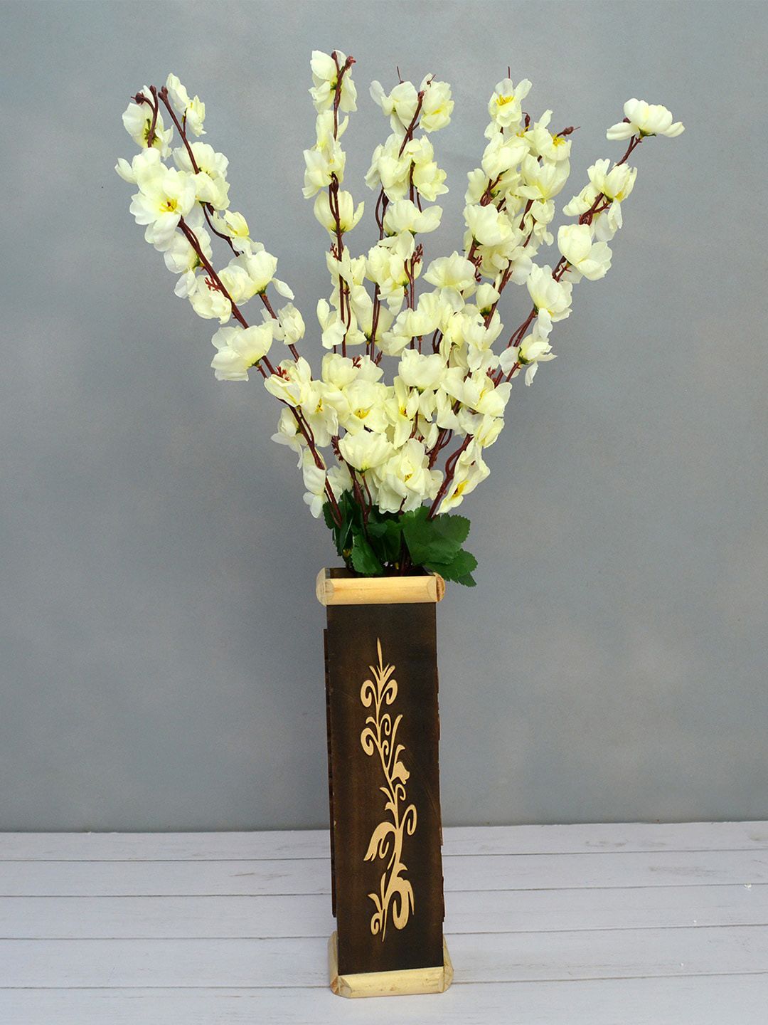 fancy mart Off-White & Brown Artificial Flower Blossom Stick Price in India