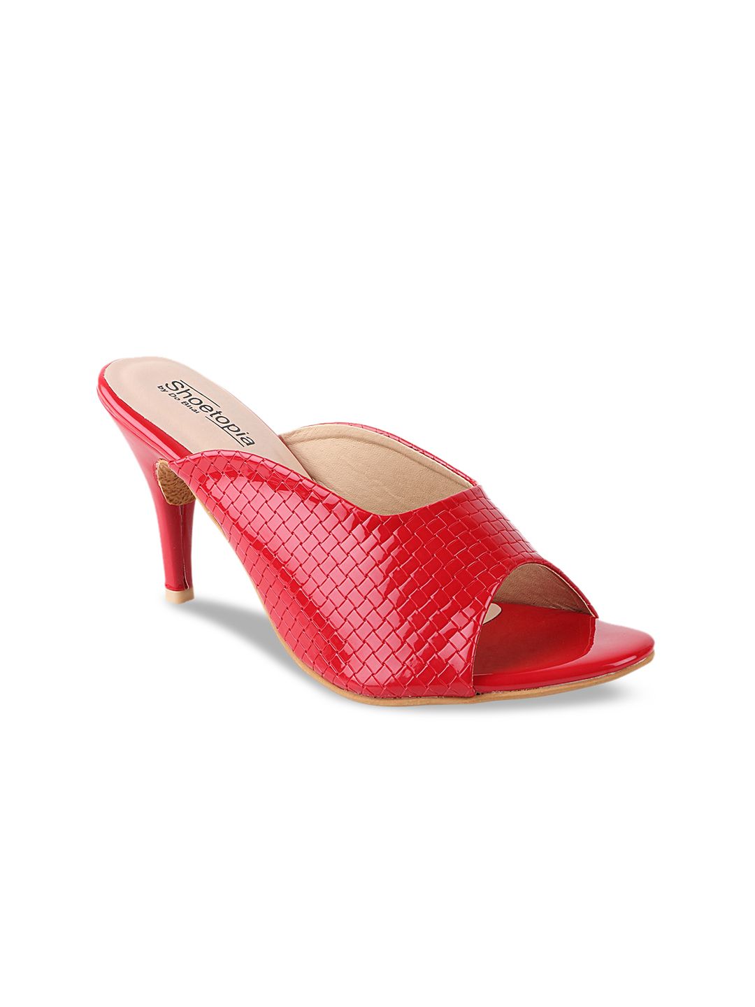 Shoetopia Women Red Textured Slim Heels Price in India