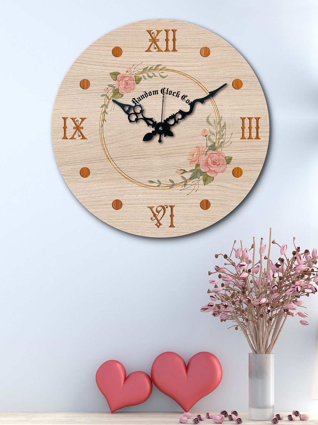 RANDOM Beige Round Printed 37 cm Analogue Wall Clock Price in India