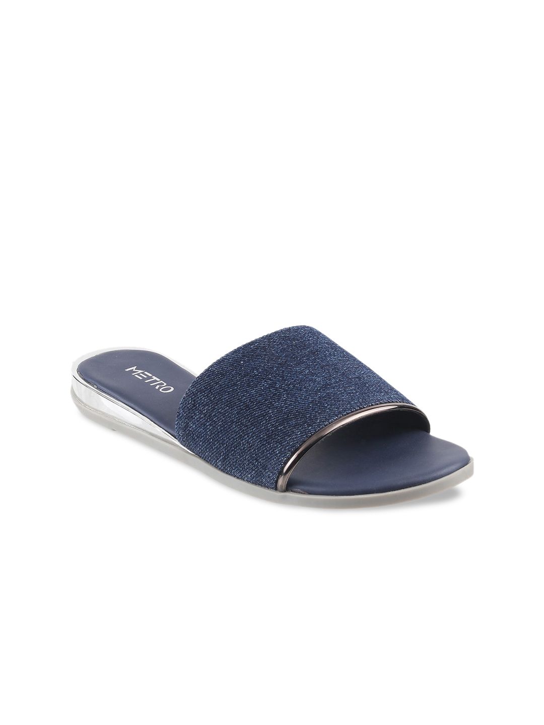 Metro Women Blue Embellished Mules Price in India