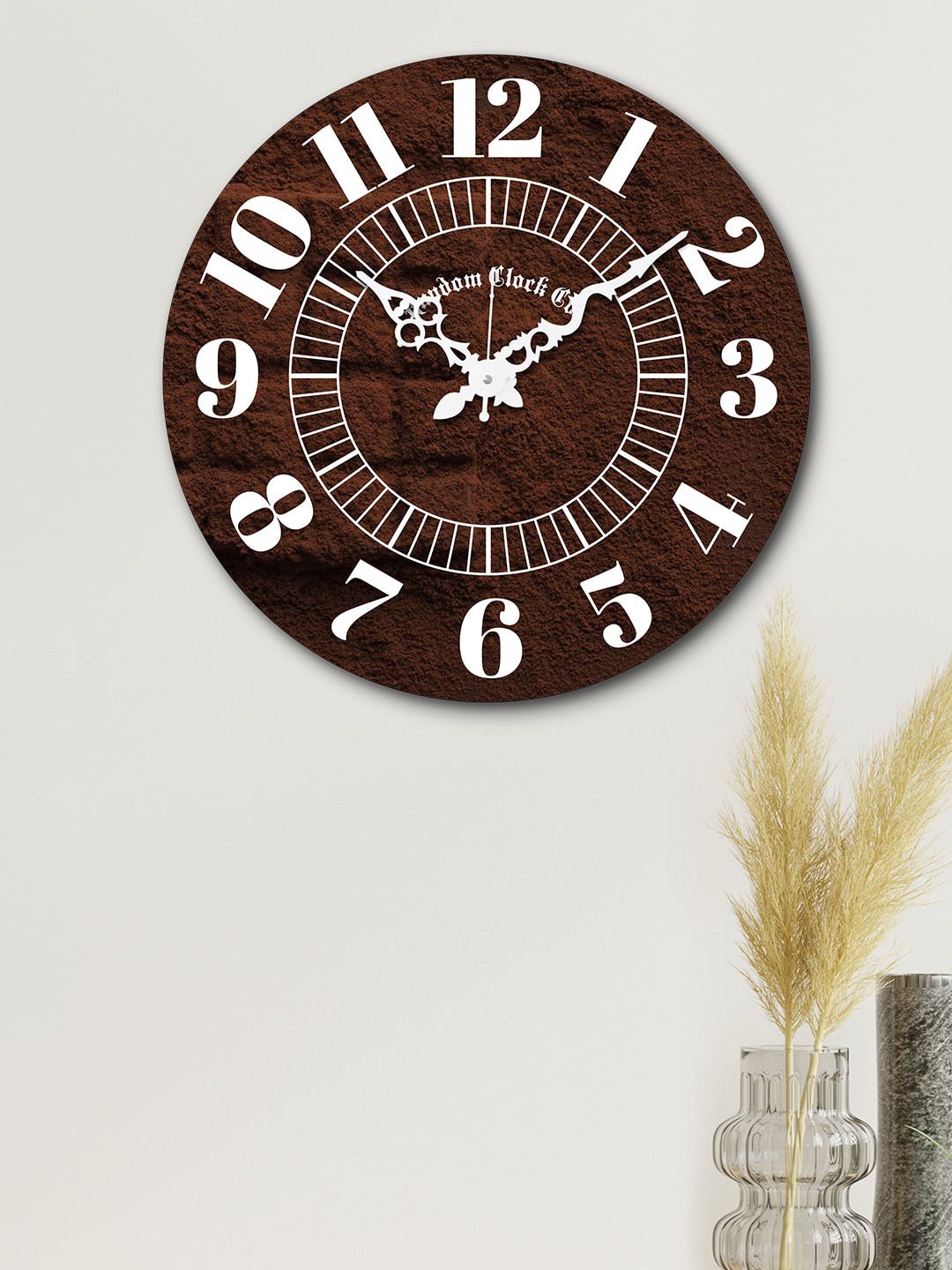 RANDOM Coffee Brown Round Printed 37 cm Analogue Wall Clock Price in India