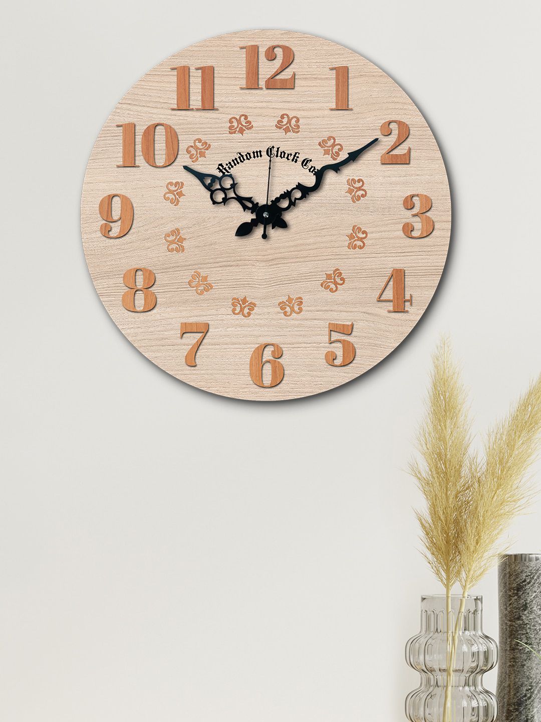 RANDOM Beige Round Printed 37 cm Analogue Wall Clock Price in India