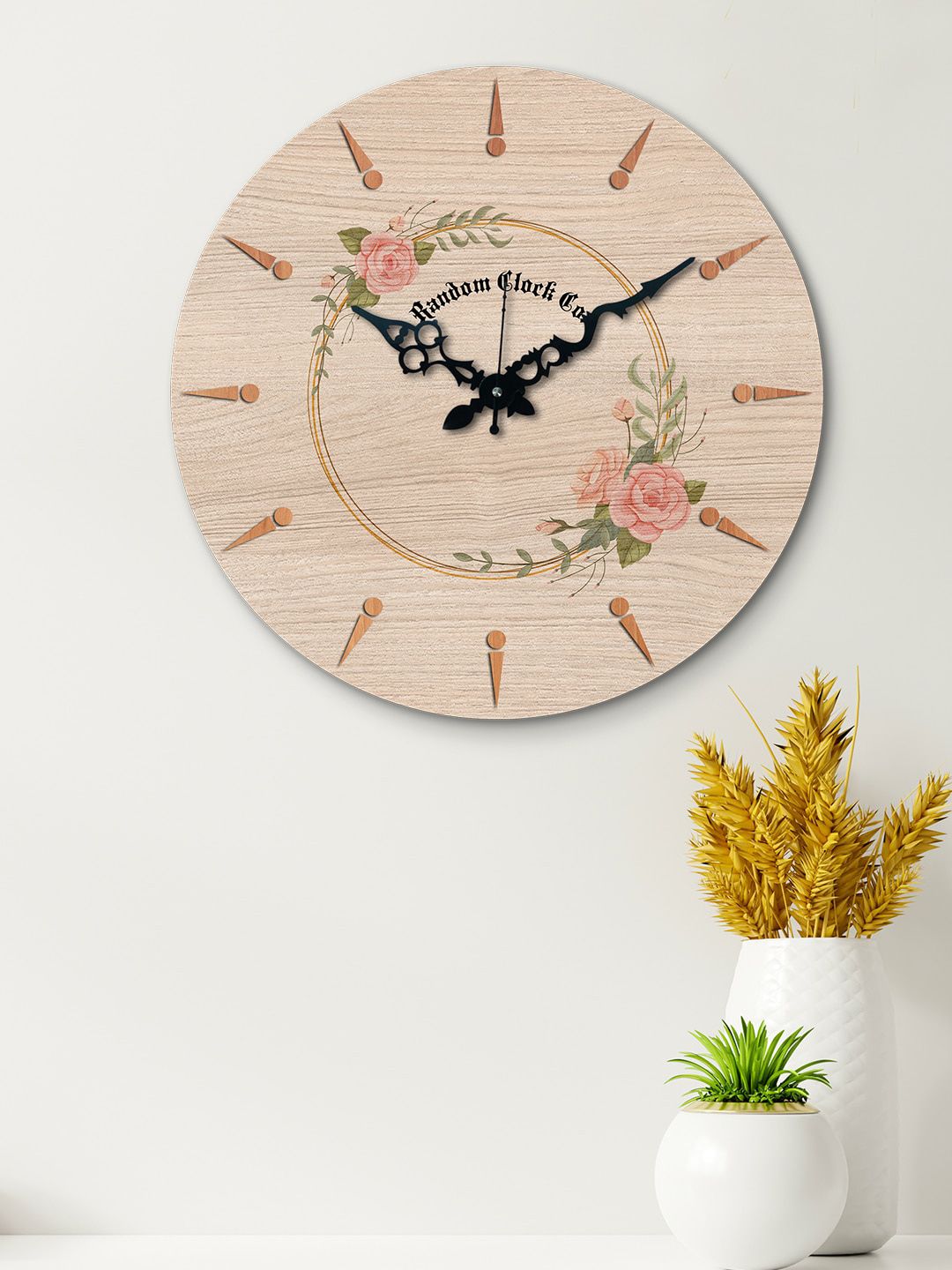 RANDOM Cream-Coloured Round Printed 37 cm Analogue Wall Clock Price in India