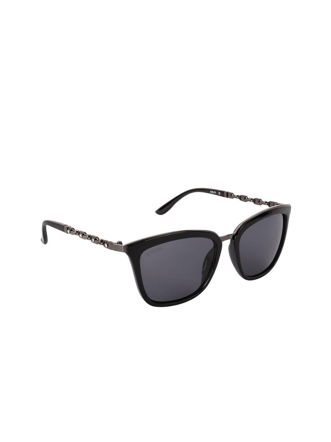 Aislin Women Black & Gunmetal Wayfarer Sunglasses ES_14492-82-AS-30010-BLK-BKGN-WF-57-G Price in India