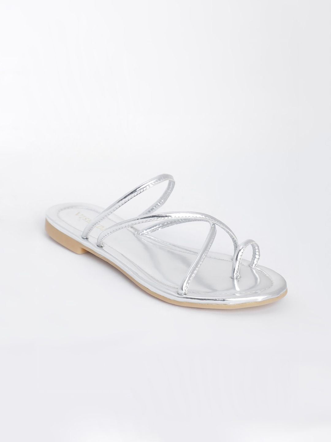 Vishudh Women Silver-Toned Solid One Toe Flats Price in India