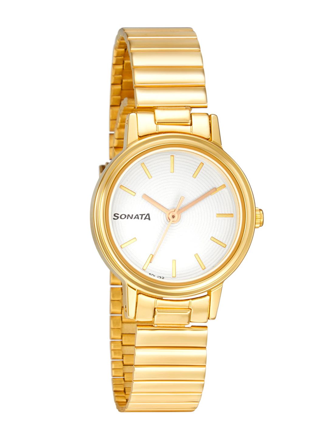 Sonata Women White & Gold-Toned Analogue Watch 8096YM07 Price in India