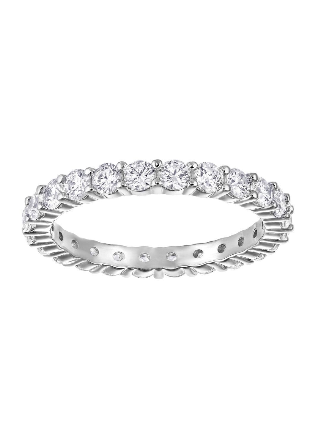 SWAROVSKI Silver-Toned White Crystal-Studded Finger Ring Price in India