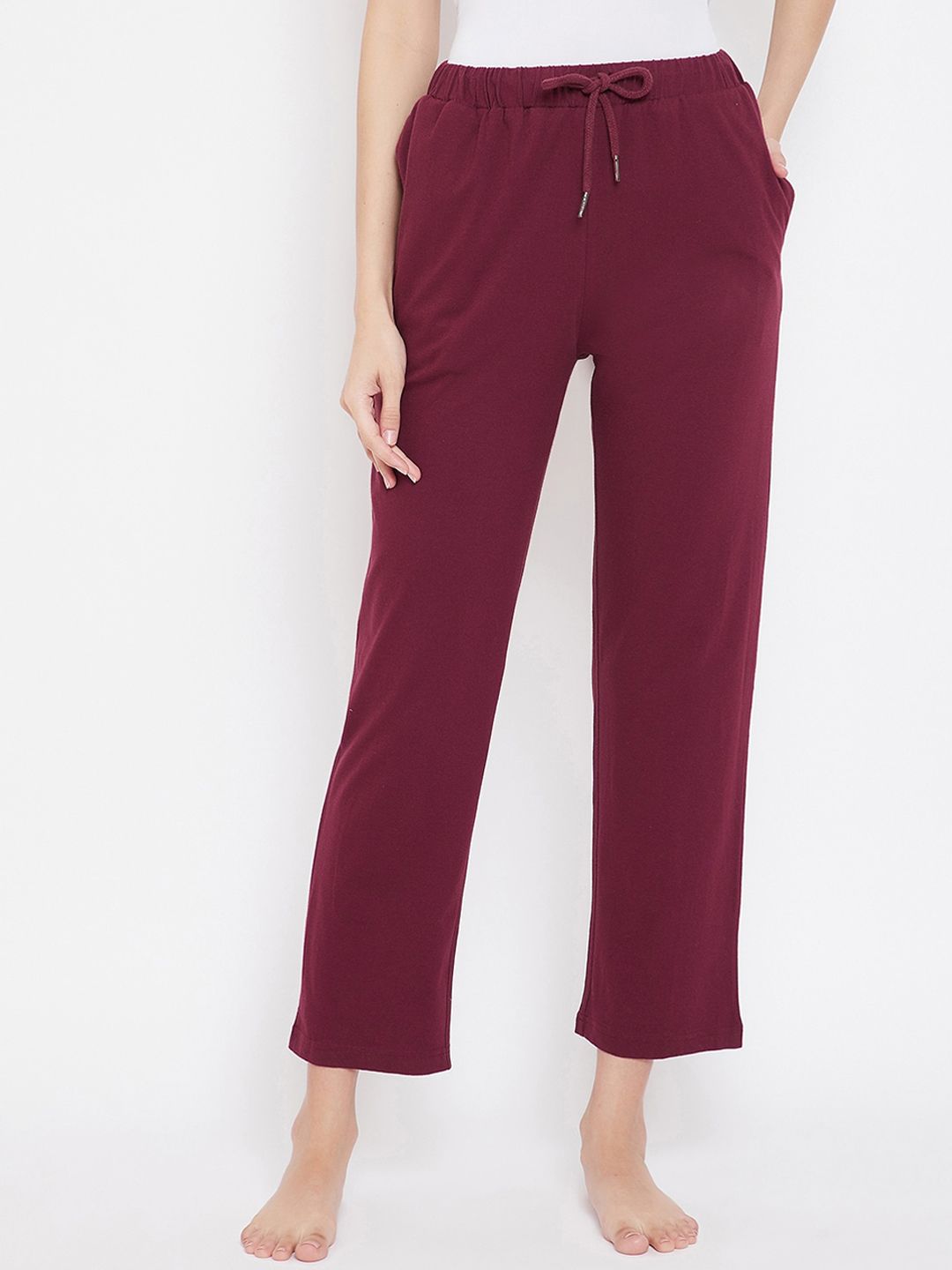 Hypernation Women Maroon Solid Lounge Pants Price in India