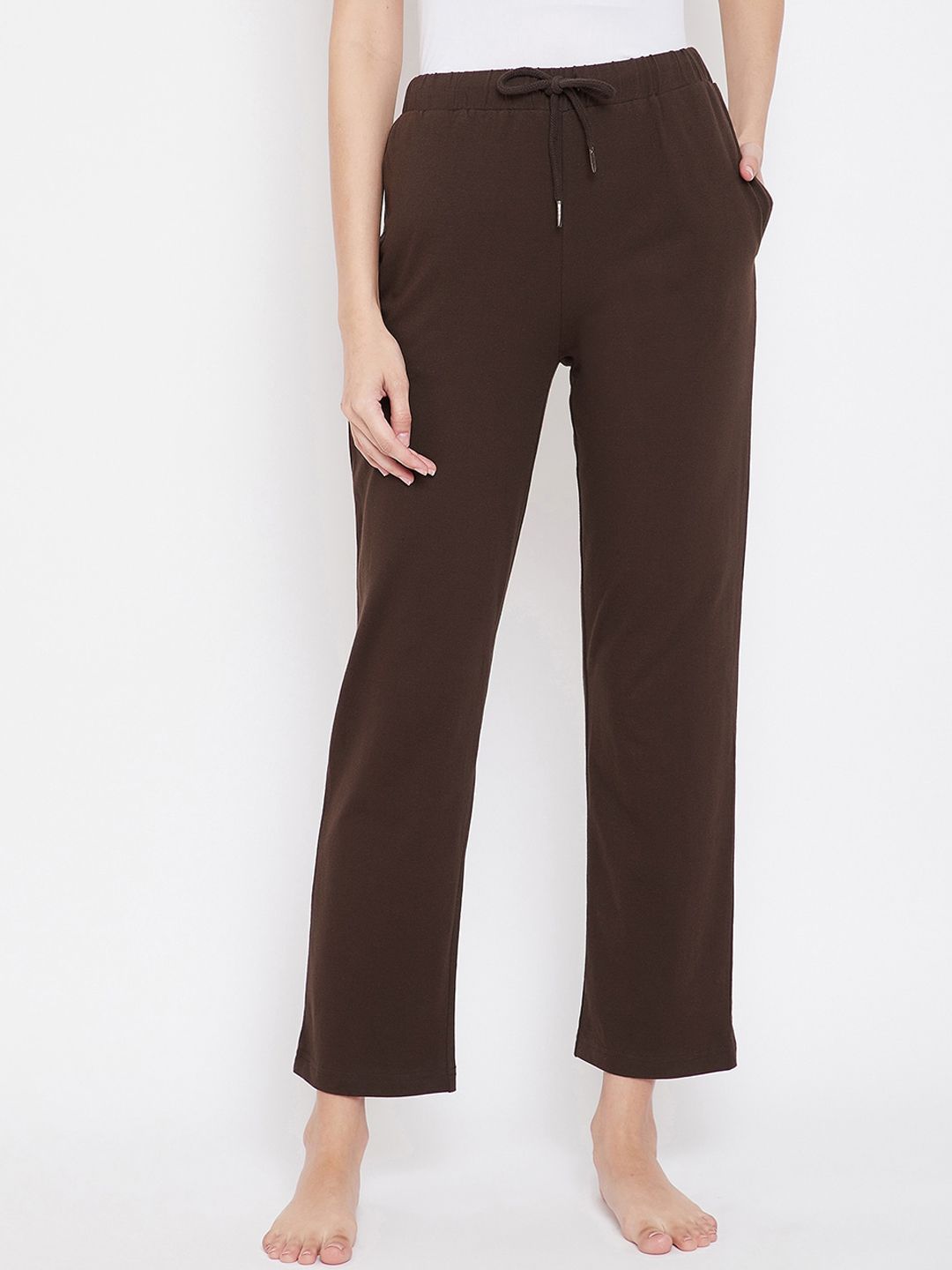 Hypernation Women Brown Solid Lounge Pants Price in India