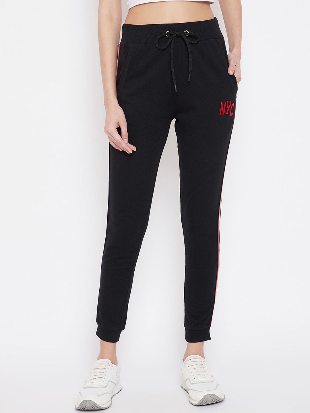 Austin wood Women Black Solid Slim-Fit Joggers Price in India