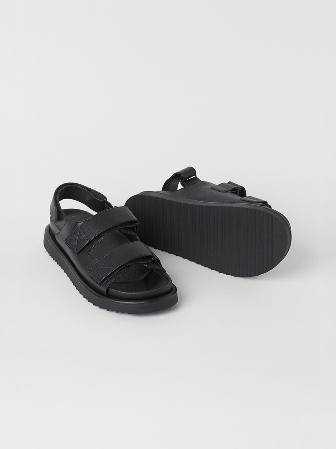 H&M Women Black Solid Leather Sandals