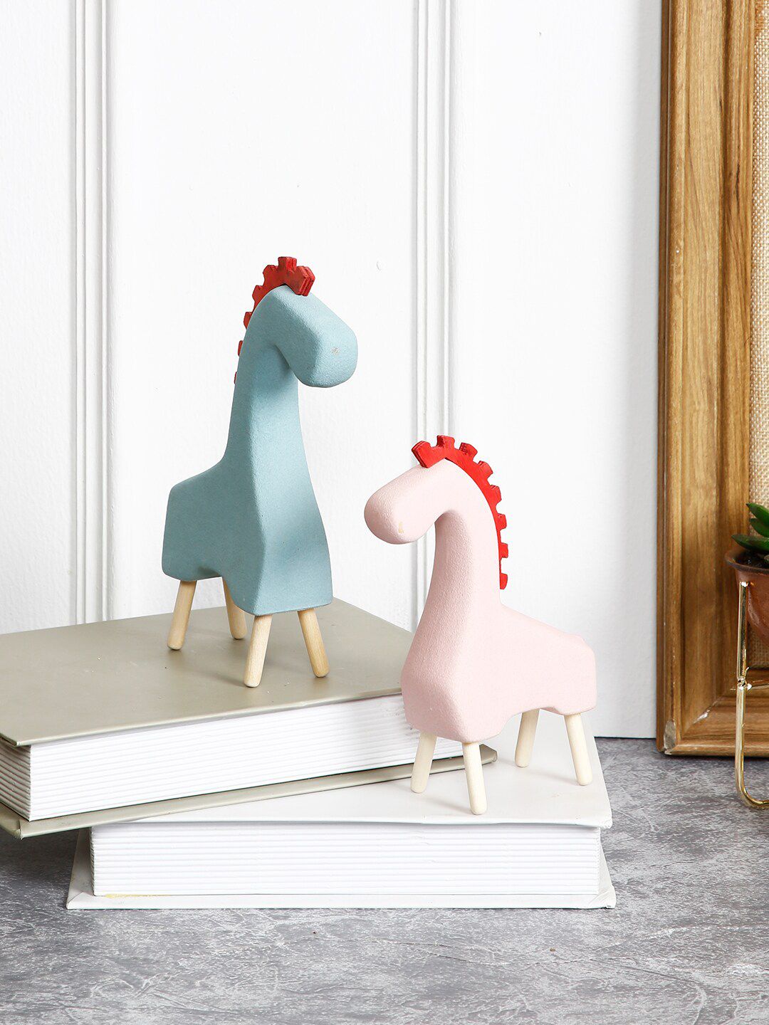 TAYHAA Set Of 2 Colourful Horse Pair Showpieces Price in India