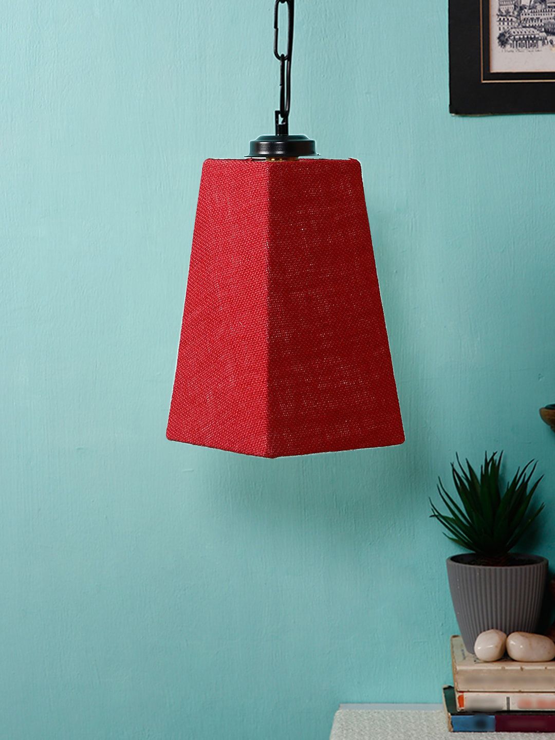 Devansh Rust & Black Solid Traditional Hanging Lamp Price in India