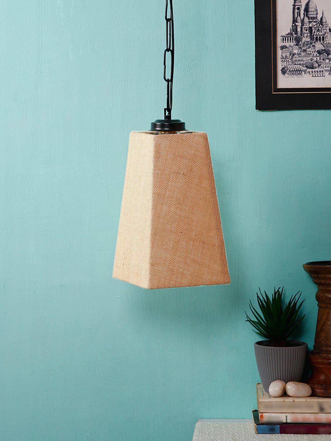 Devansh Beige & Black Self Design Traditional Hanging Lamp Price in India