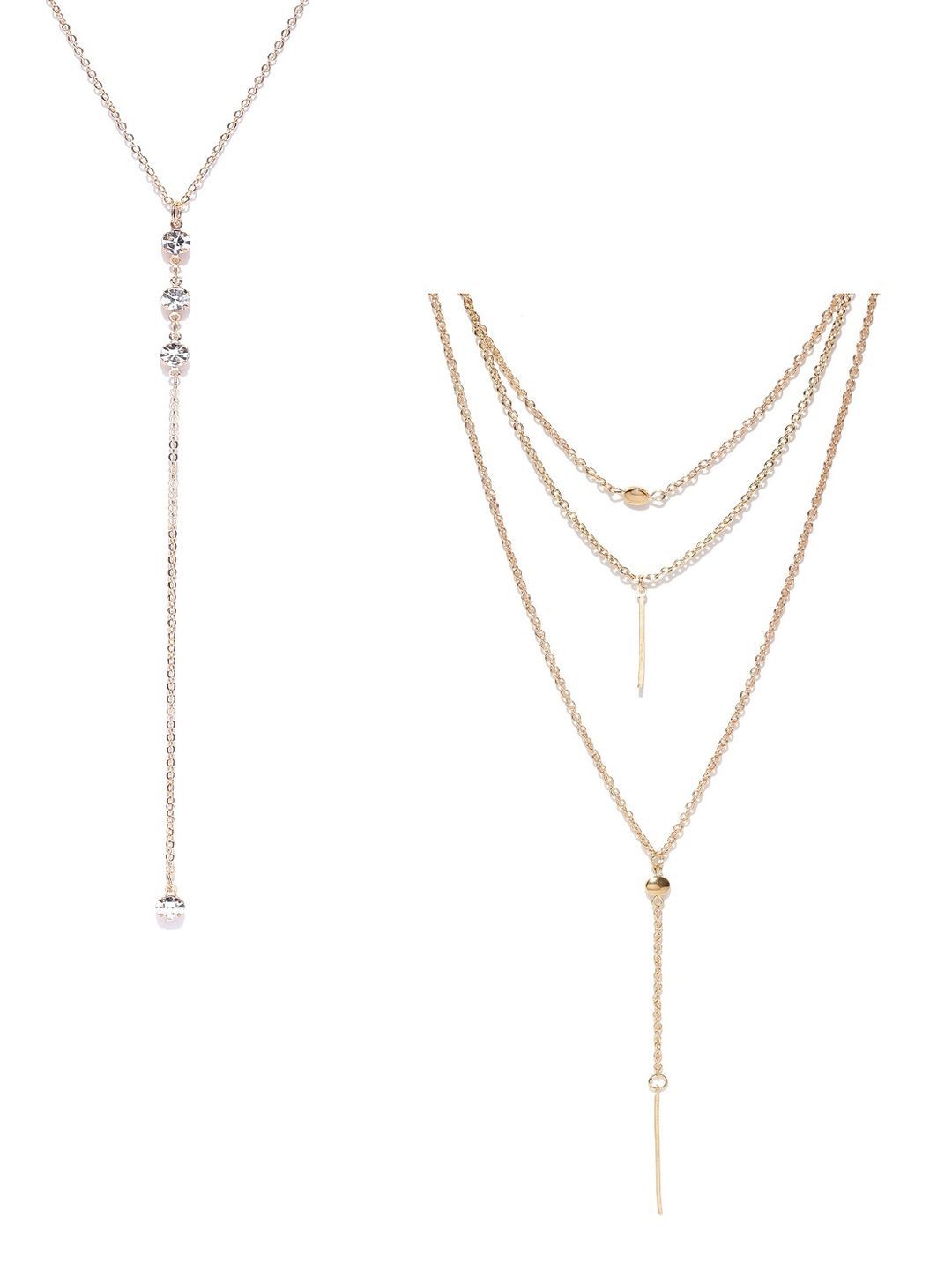 OOMPH Set Of 2 Gold-Toned Alloy Layered Necklace Price in India
