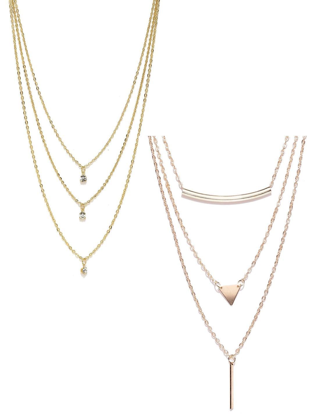 OOMPH Set of 2 Gold-Toned Layered Necklaces Price in India