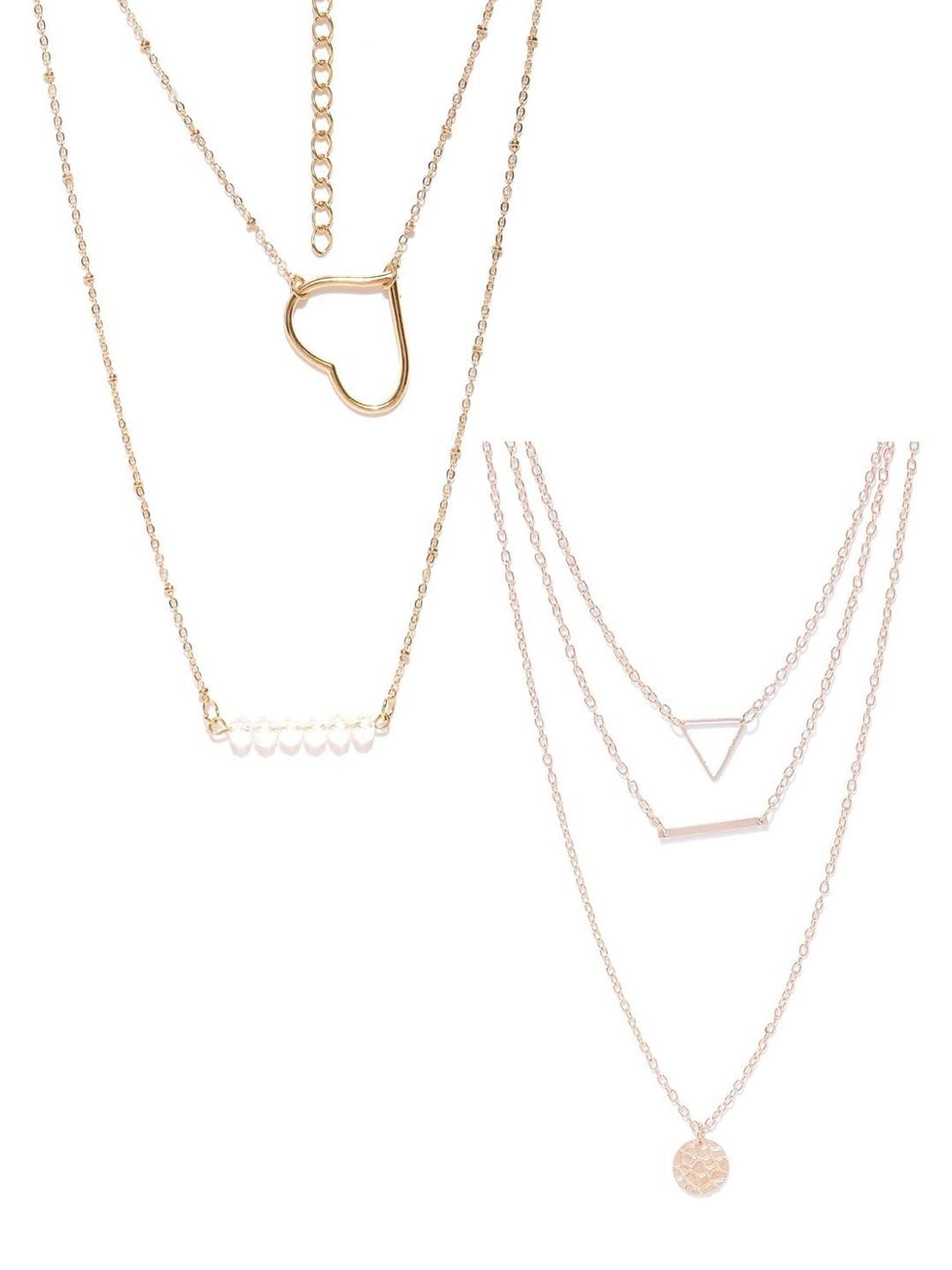 OOMPH Set of 2 Gold-Toned Layered Necklaces Price in India