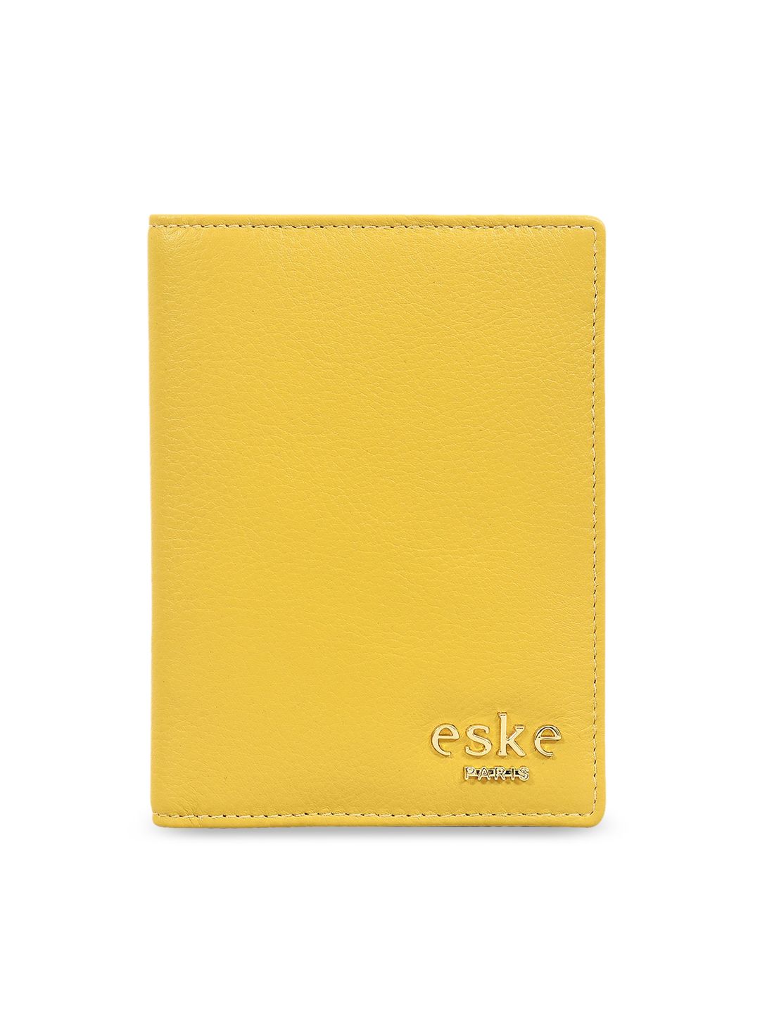 Eske Unisex Yellow Textured Leather Passport Holder Price in India