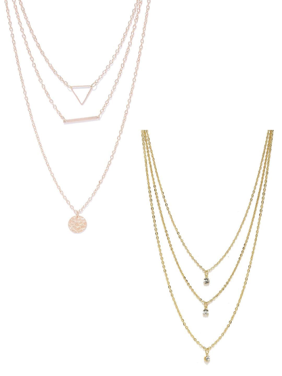 OOMPH Set Of 2 Gold-Toned Alloy Layered Necklace Price in India