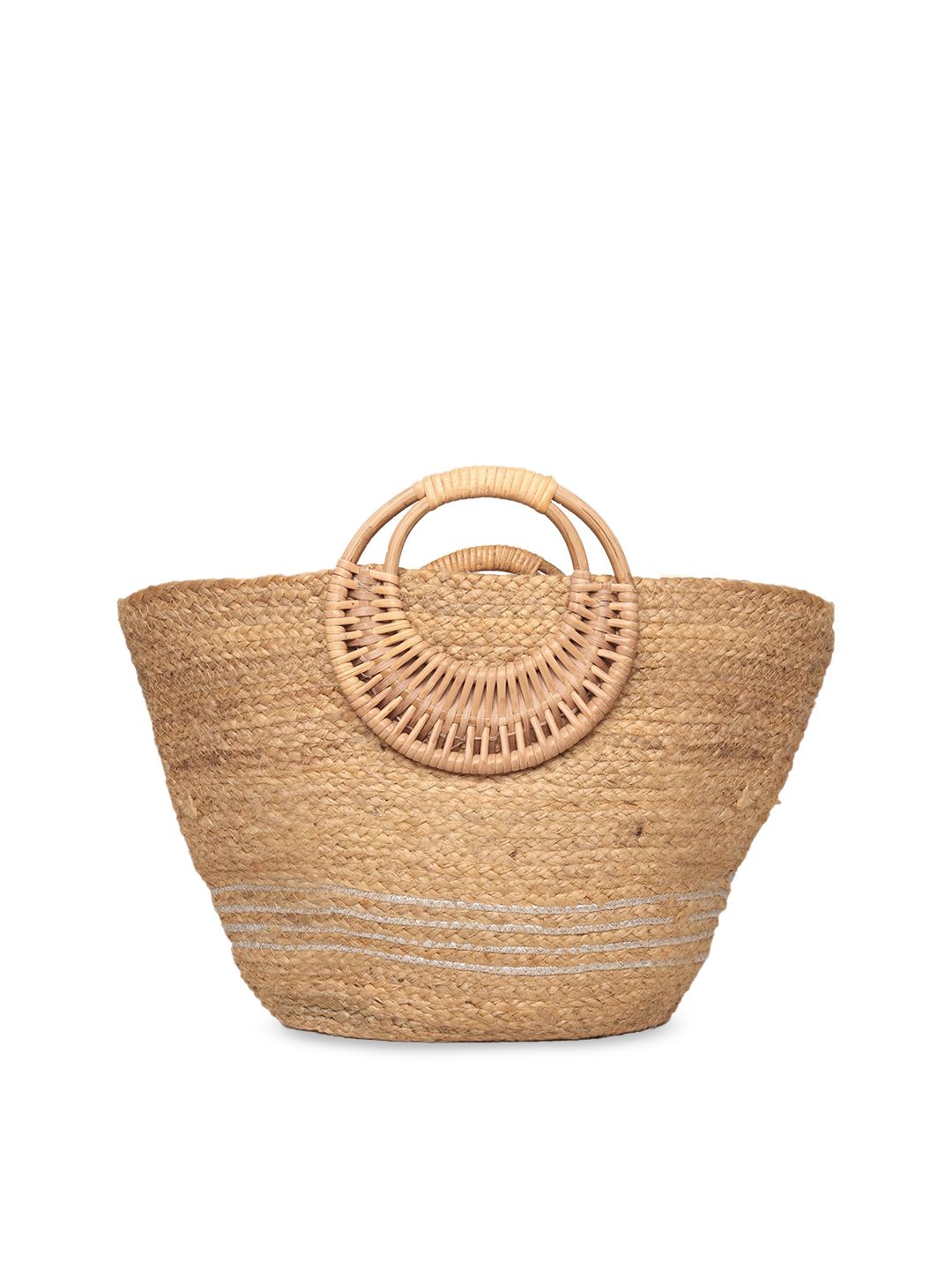 ASTRID Beige Self Design Handheld Jute Bag Price in India