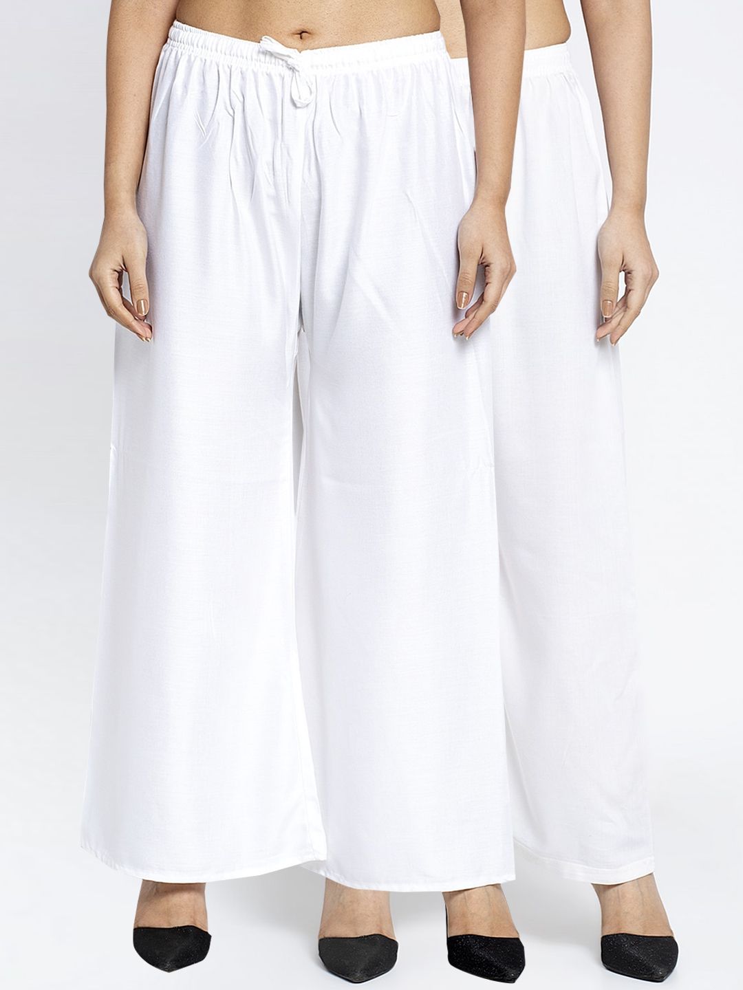 GRACIT Women White Solid Wide Leg Palazzos Price in India