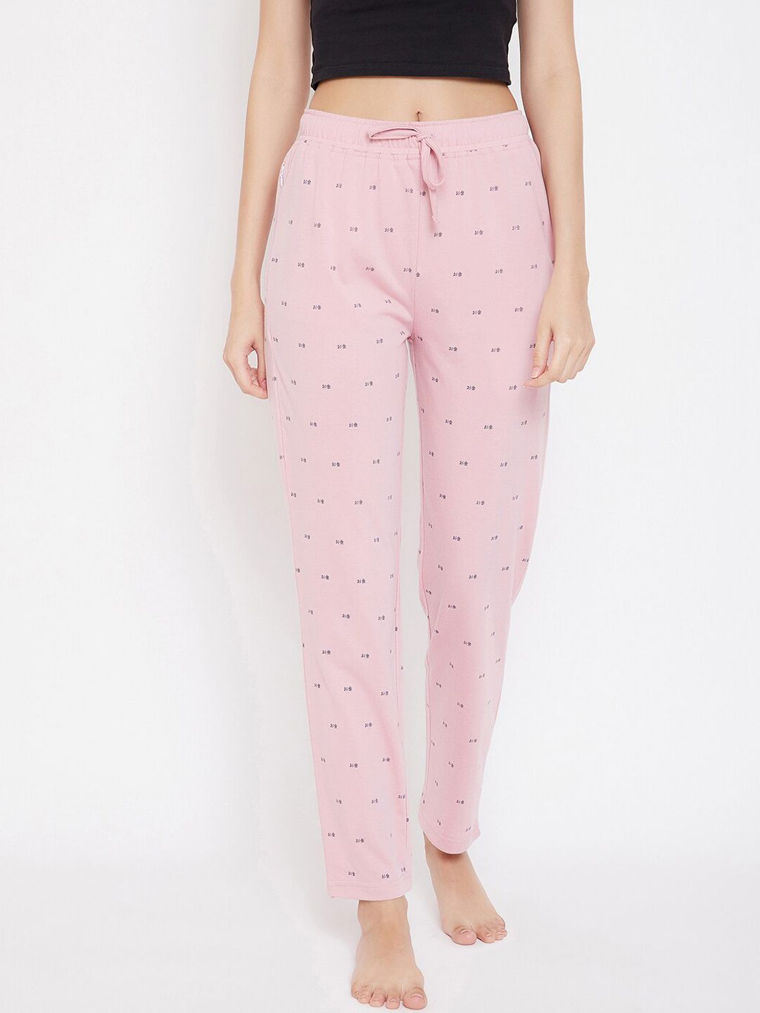 Okane Women Pink & Purple Printed Lounge Pants Price in India