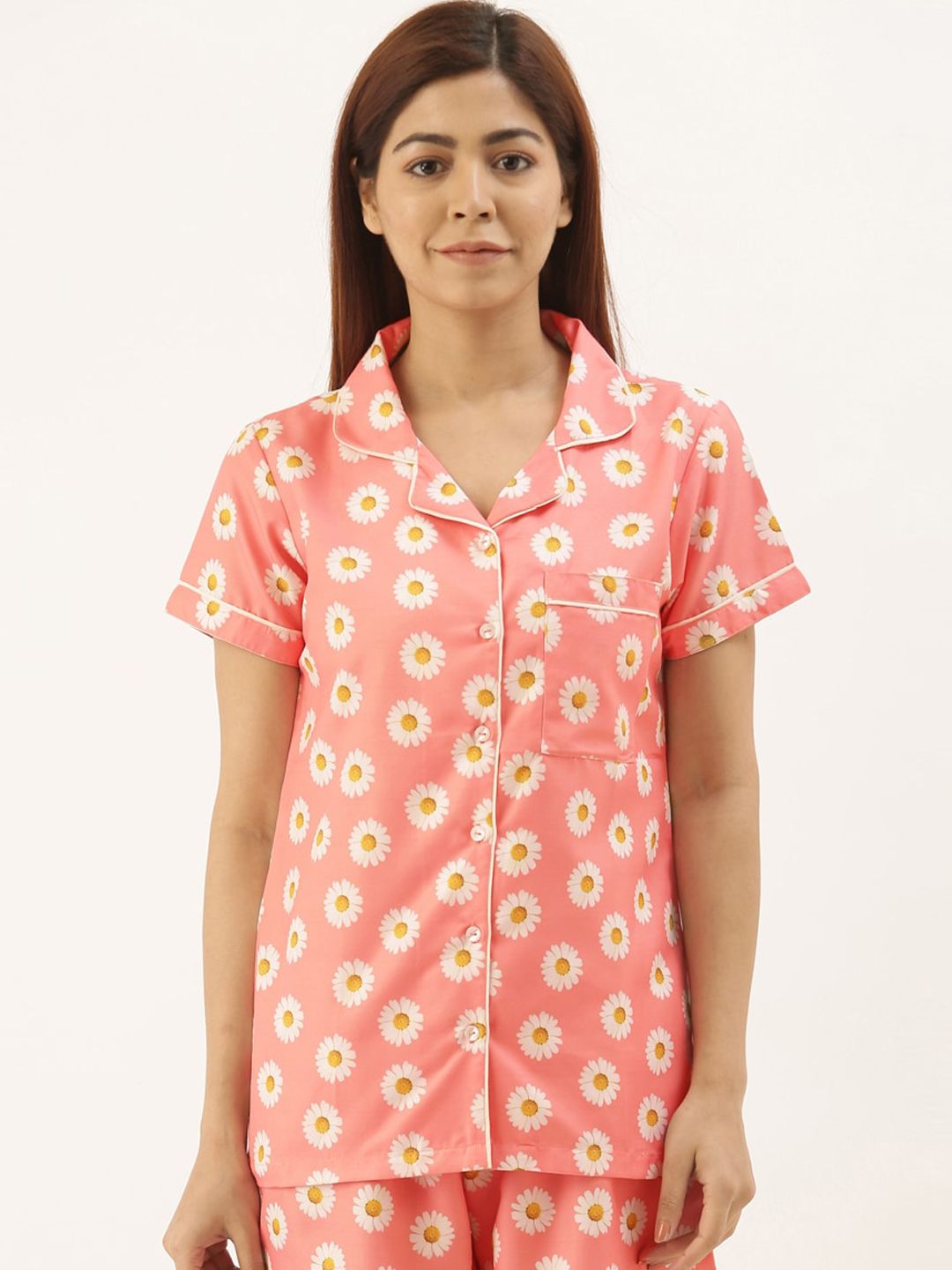 Bannos Swagger Women Peach-Coloured Printed Night Suit Price in India