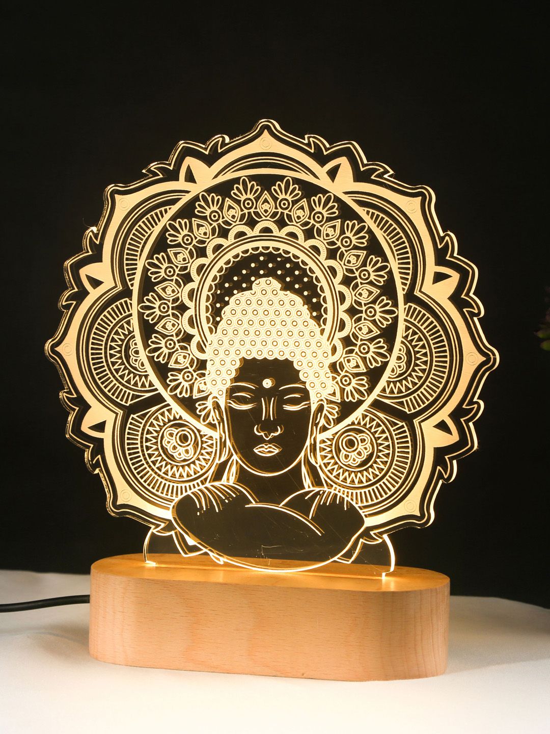 Bigsmall Brown & Transparent Buddha Hologram Table Lamp Price in India