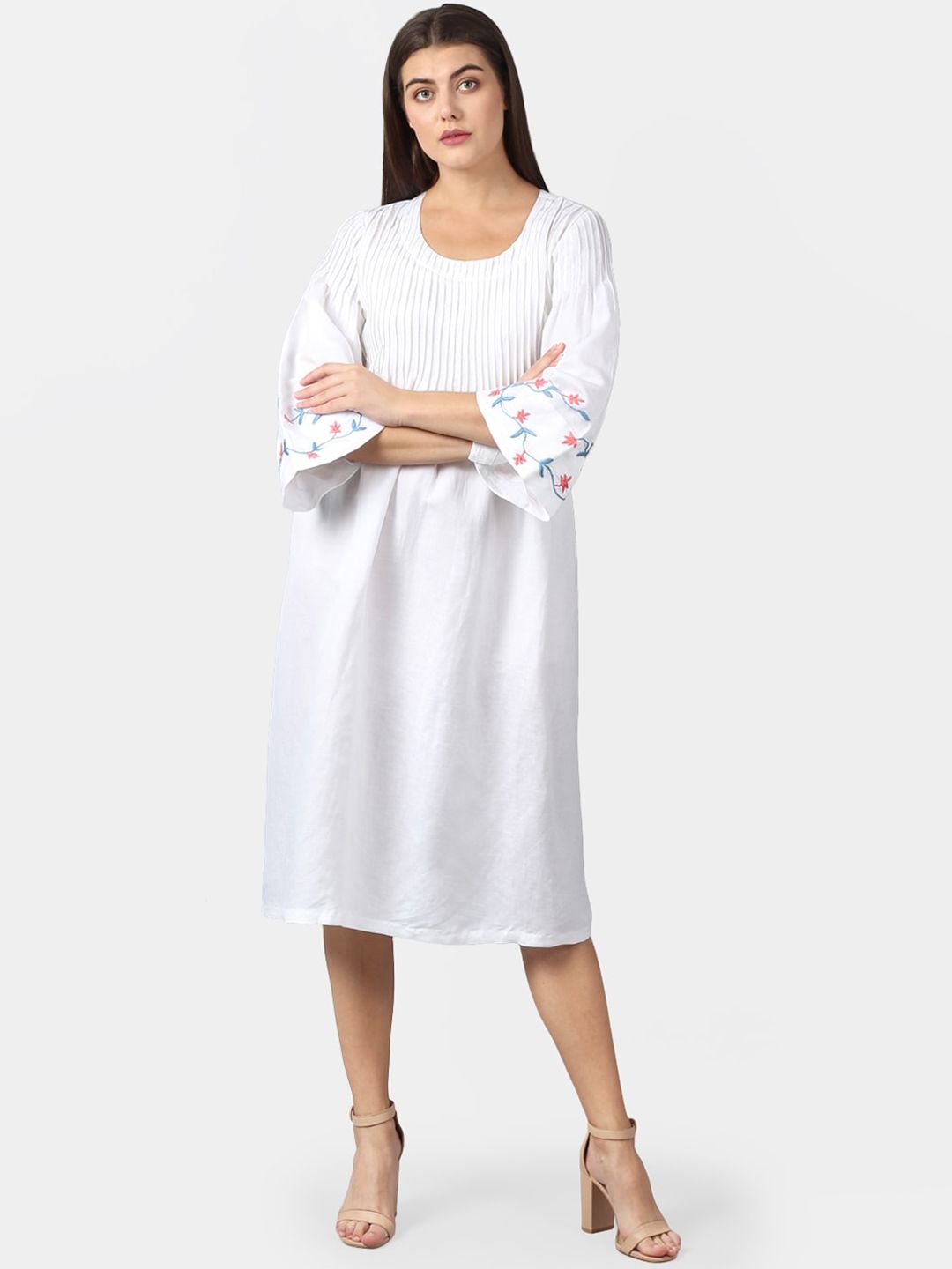 DART STUDIO Women White Solid A-Line Dress Price in India