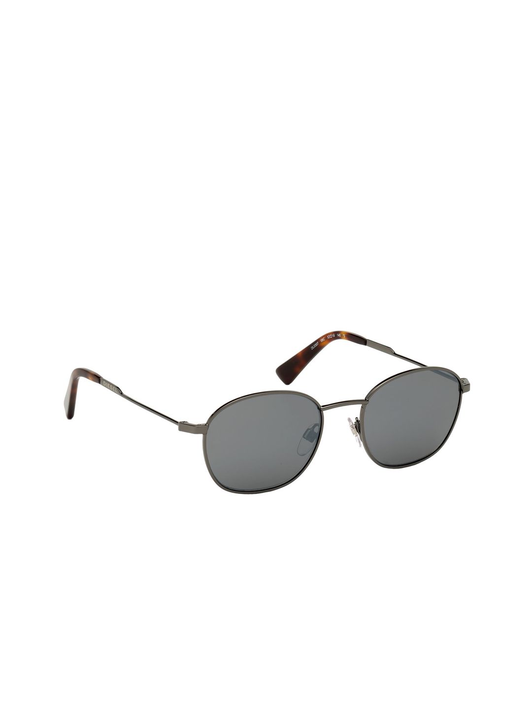 DIESEL Unisex Mirrored & Gunmetal-Toned Oval Sunglasses with UV Protected Lens DL0307 52 Price in India