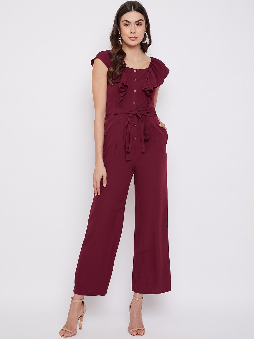 Uptownie Lite Women Maroon Solid Jumpsuit Price in India