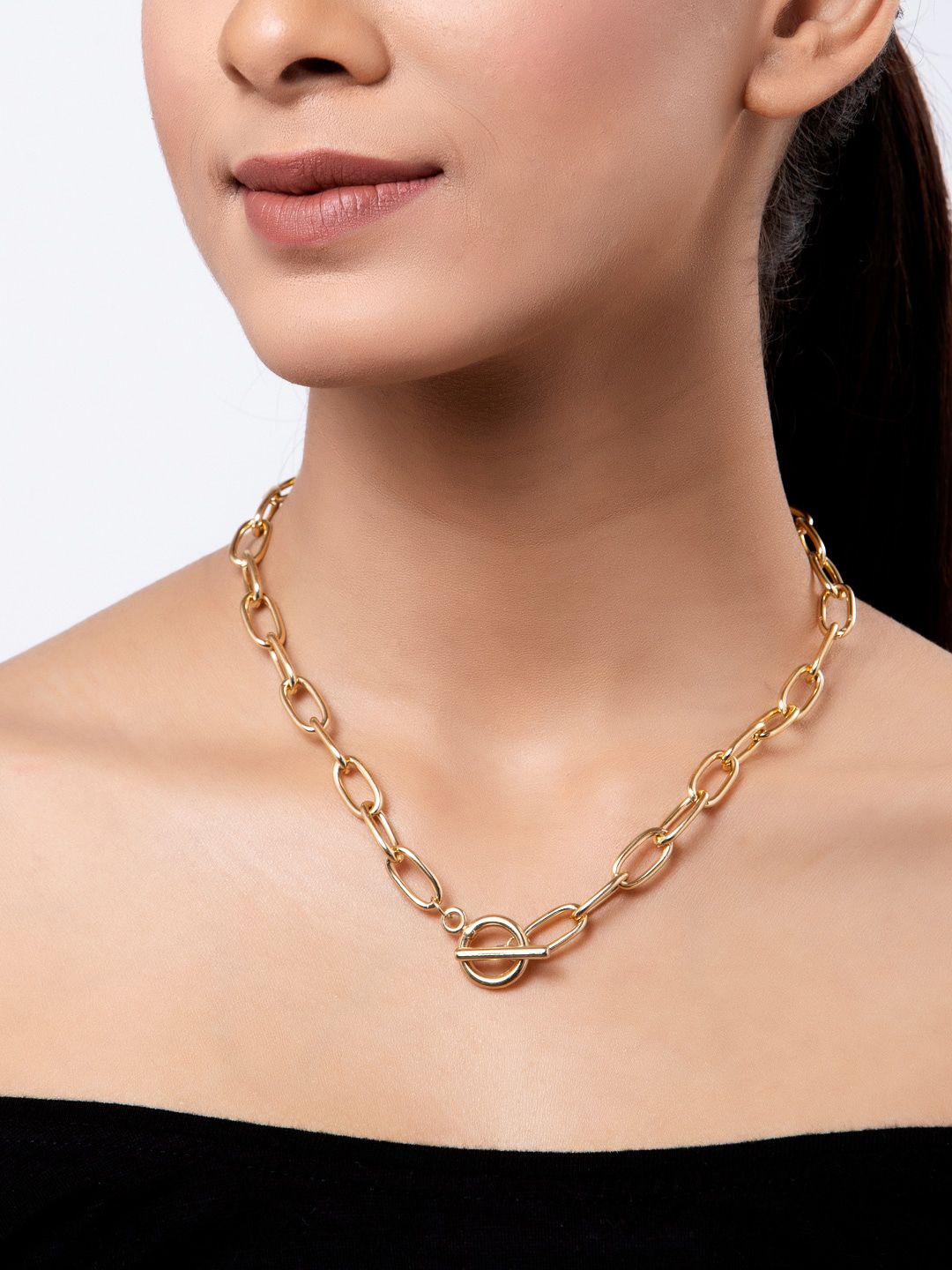 Shining Diva Fashion Gold-Toned Metal Gold-Plated Layered Chain Price in India
