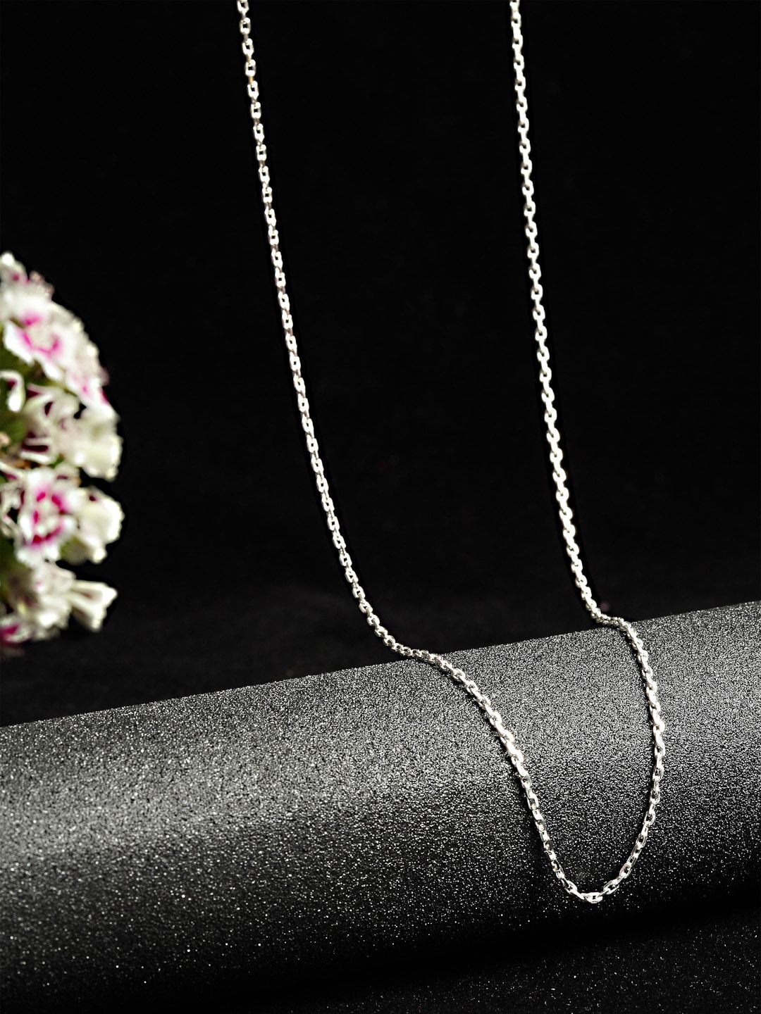 Clara Sterling Silver & Rhodium-Plated Minimal Link Chain Price in India