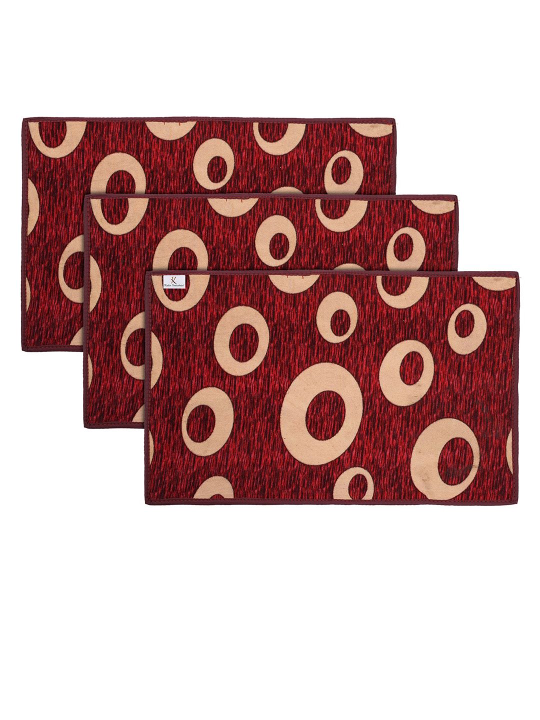 Kuber Industries Set Of 3 Maroon & Beige Printed Anti-Skid Doormats Price in India