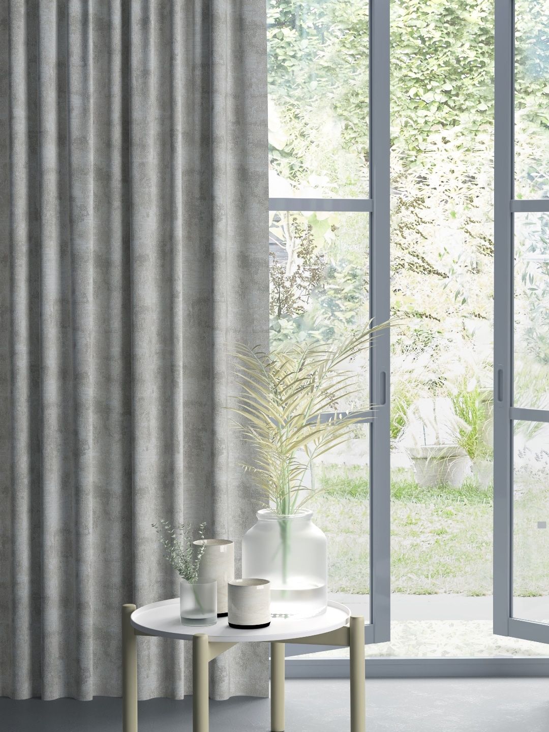 DDecor Grey Single Sheer Long Door Curtain Price in India