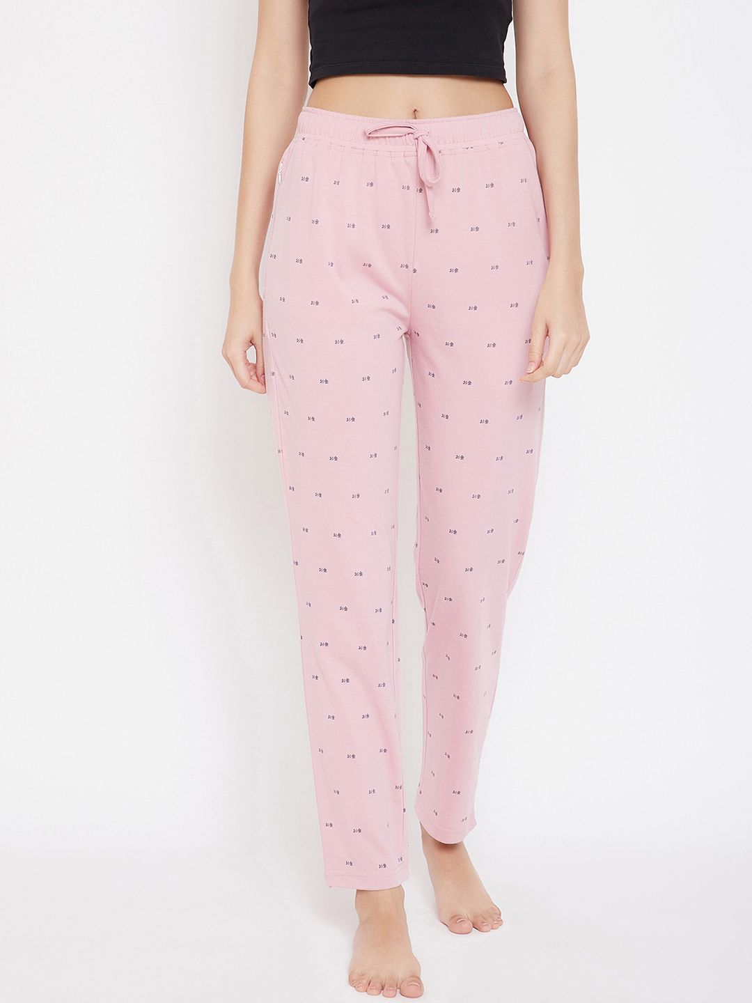 Okane Women Pink Printed Lounge Pants Price in India