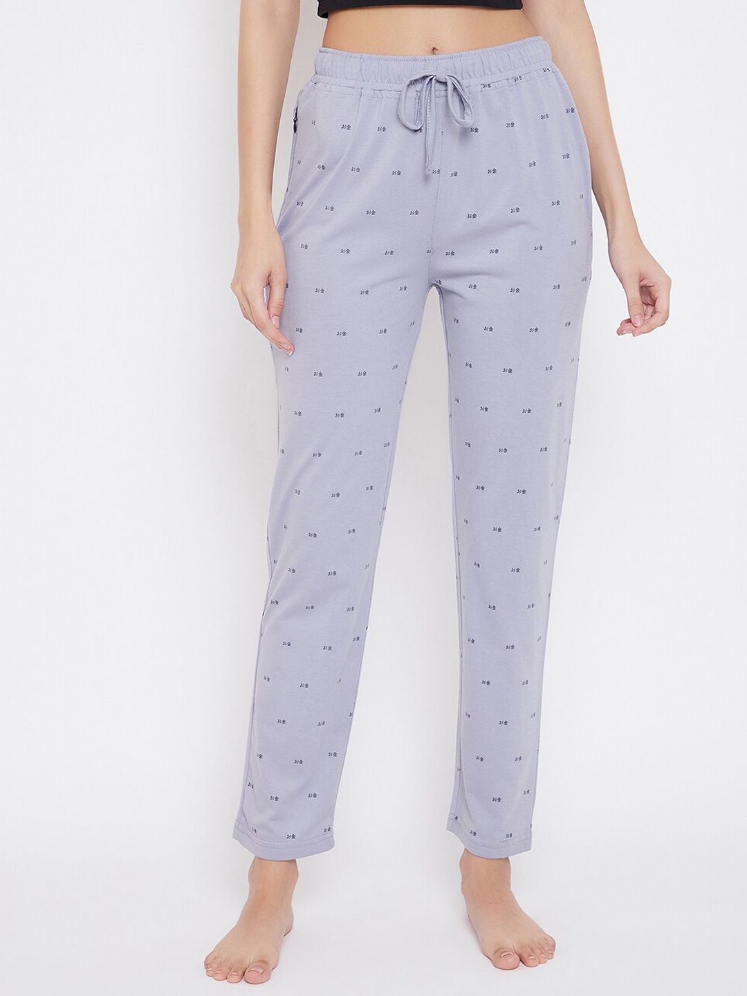 Okane Women Purple Printed Lounge Pants Price in India