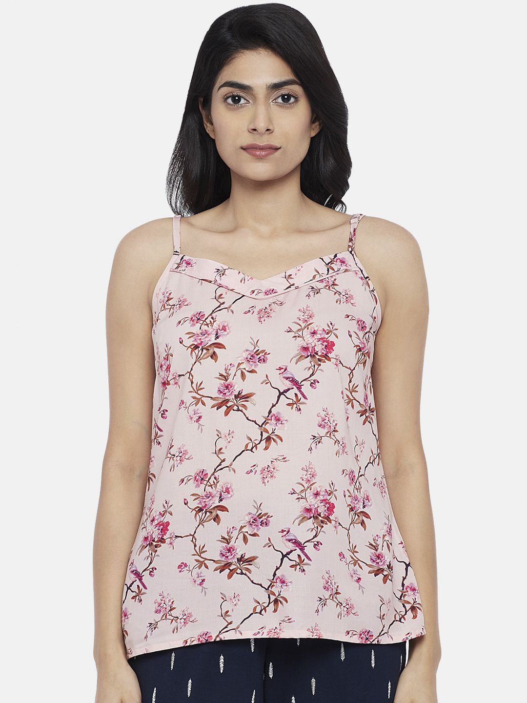 Dreamz by Pantaloons Pink Floral Printed Regular Lounge tshirt Price in India