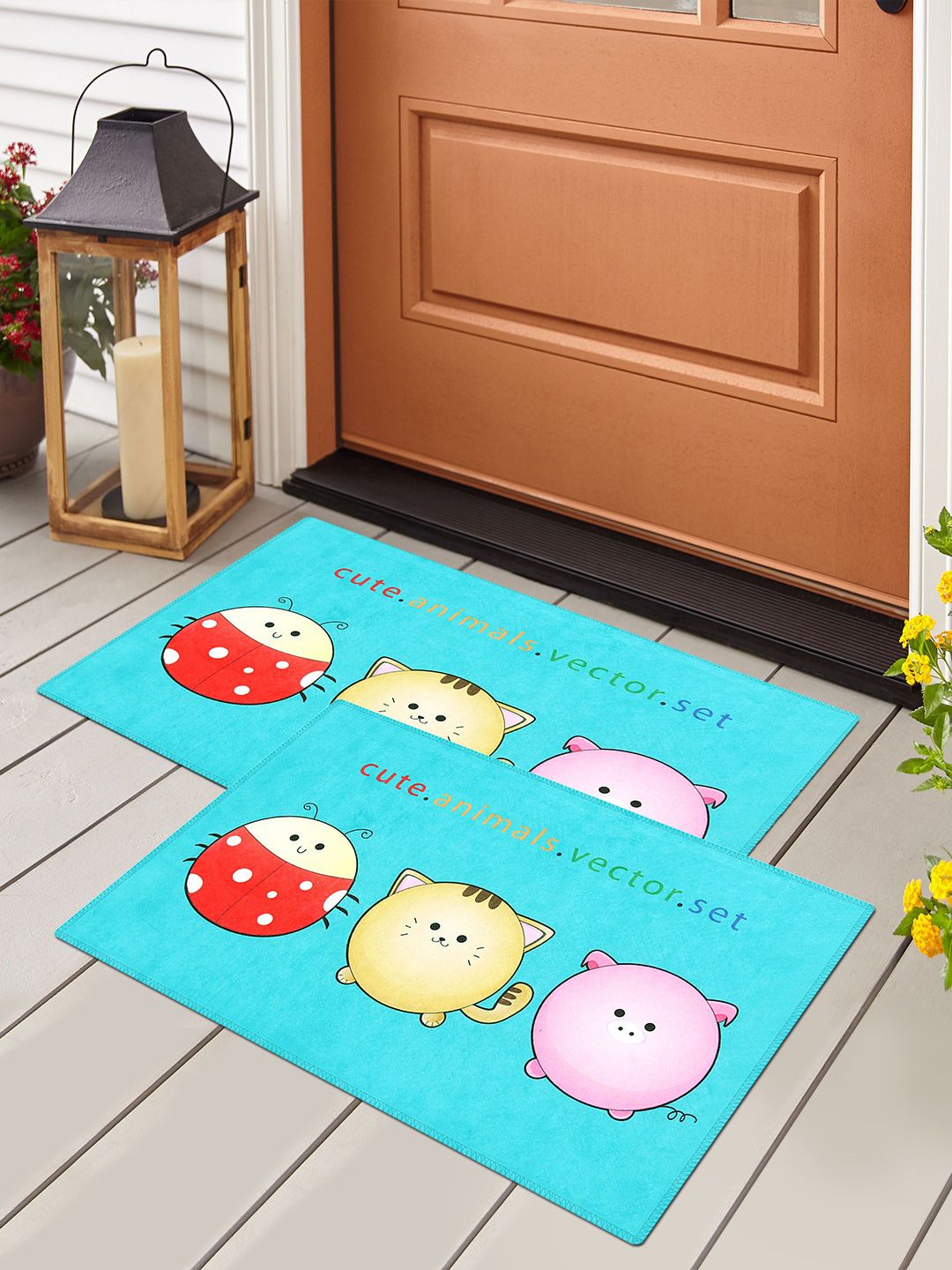 Story@home Set Of 2 Multicoloured Printed Anti-Skid Doormats Price in India