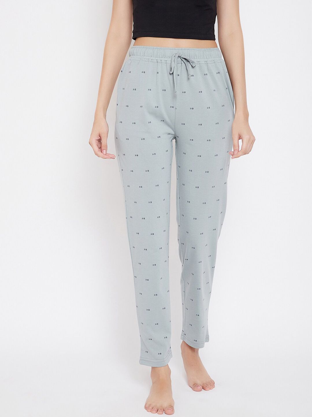 Okane Women Grey Printed Lounge Pants Price in India