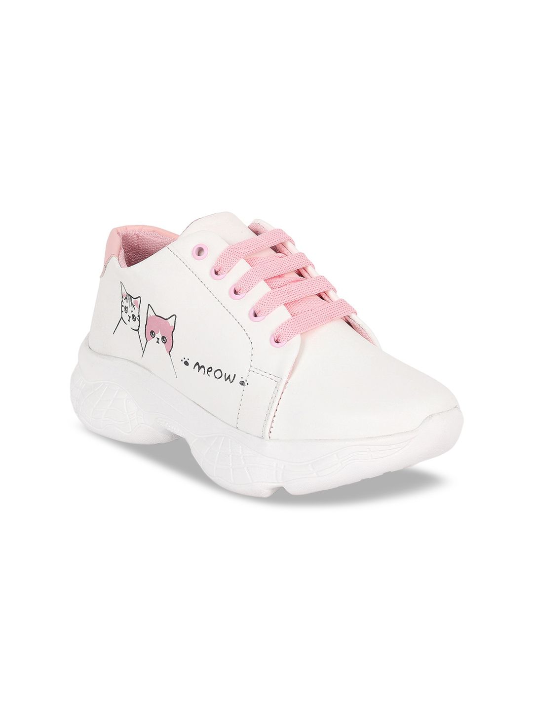 Bella Toes Women White & Pink Printed Sneakers Casual Shoes Price in India
