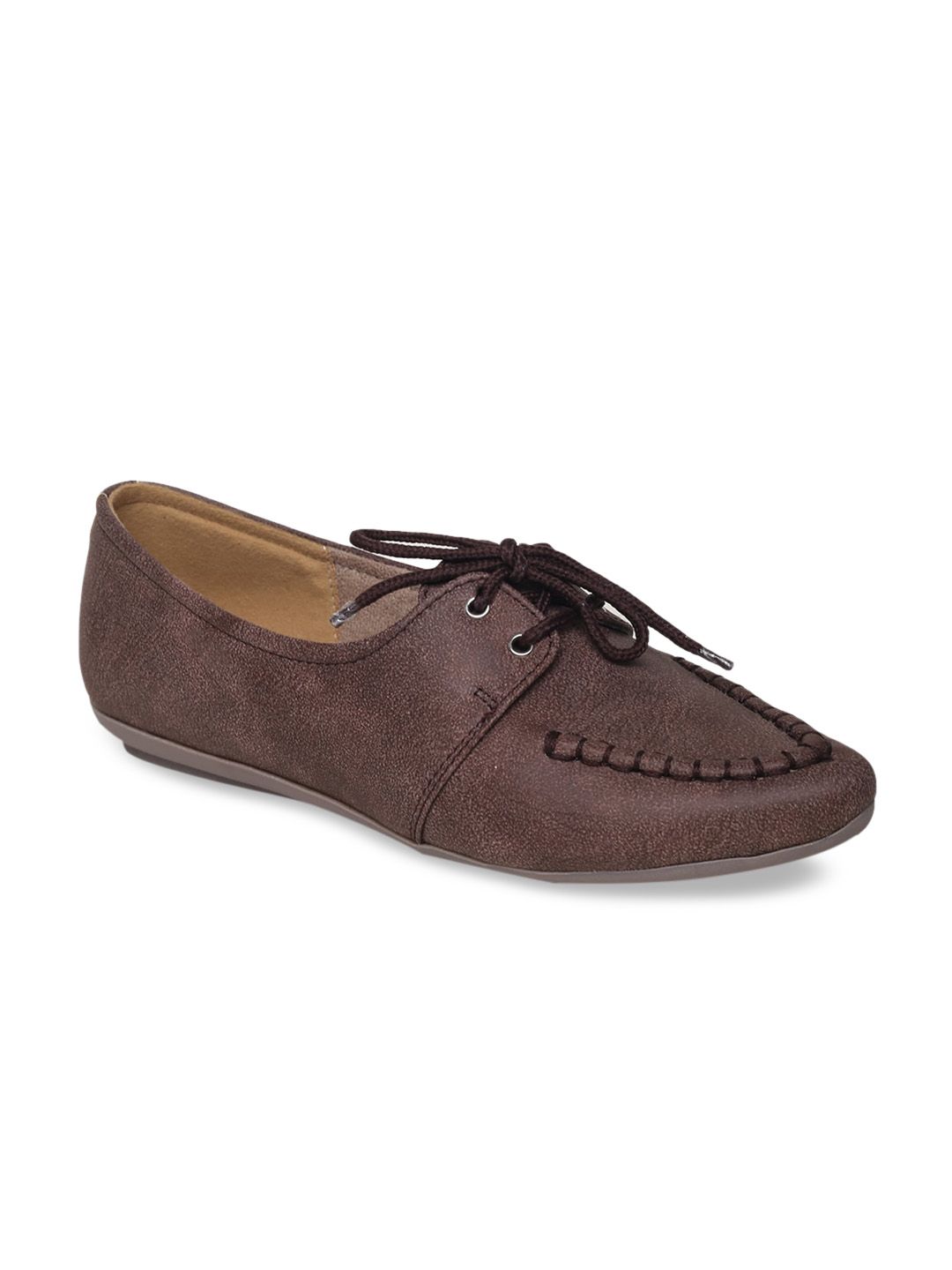 VALIOSAA Women Brown Solid Ballerinas